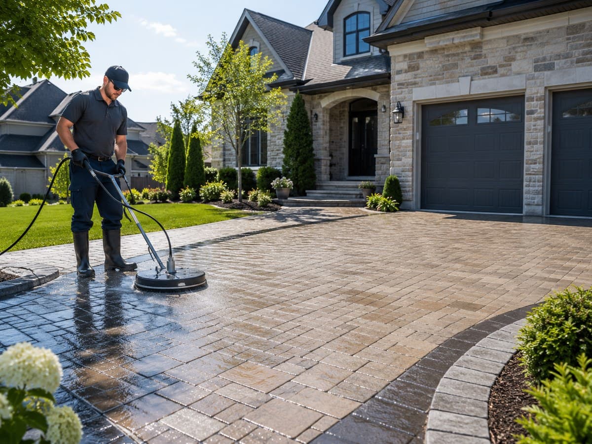 Interlock driveway before pressure washing